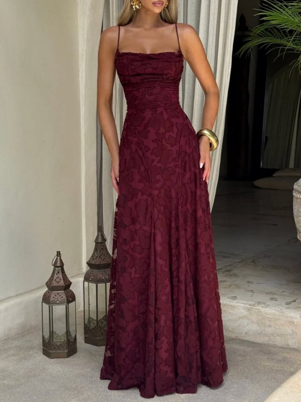 NWT Babyboo Francis Maxi Dress Cherry Lacquer Wedding Guest, Prom, Formal Dress
